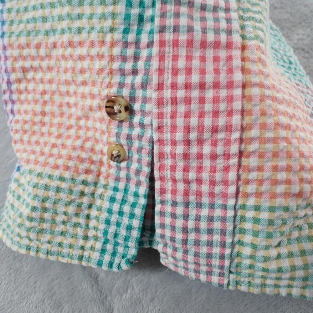 Deep River Trading Seersucker Shirt Mens XXL Pastel Plaid Button Up Cotton Prep - Picture 12 of 14
